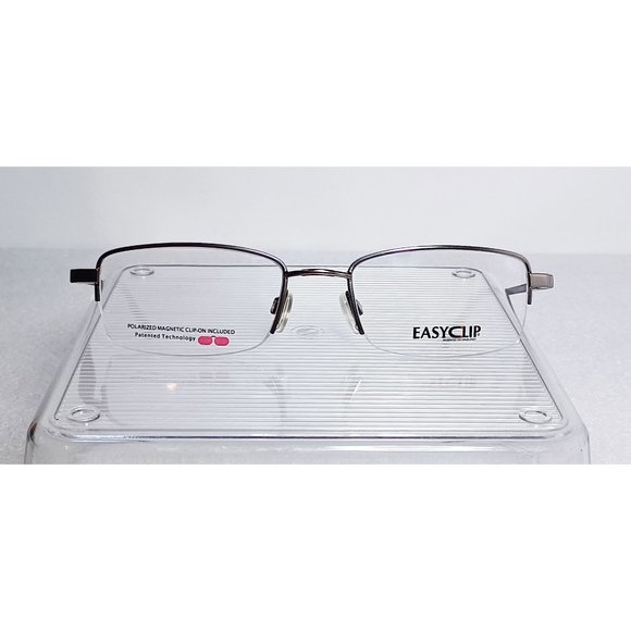 EasyClip Polarized Clip-on 1/2 Rim Eyeglasses Iridescent Bronze Silver 52-19-140 - Picture 3 of 15